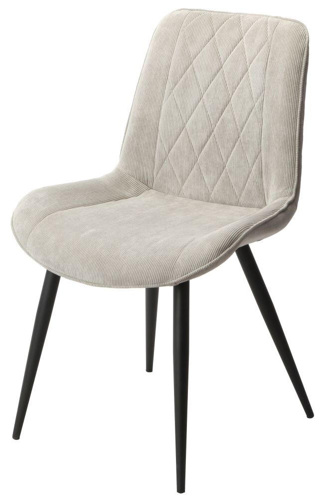 Aspen Dining Chair - Set of 2 - Diamond Stitch - Light Grey Fabric