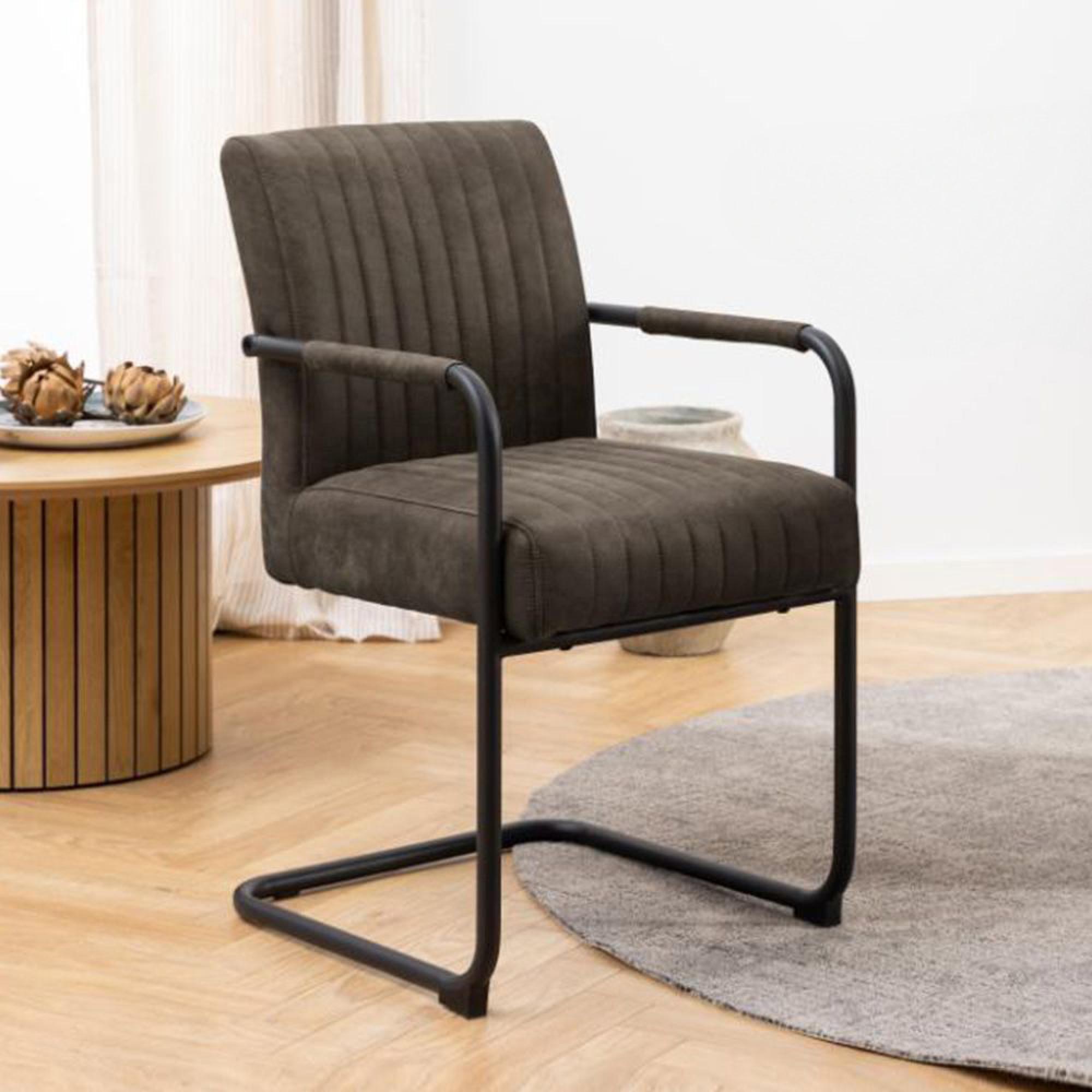 Adele Cantilever Dining Armchair - Set of 2 - Anthracite Fabric