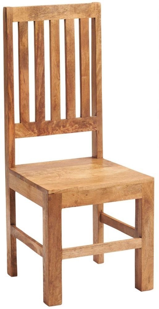 2 x Ajmer Light Mango Wood Slatted Back Dining Chair