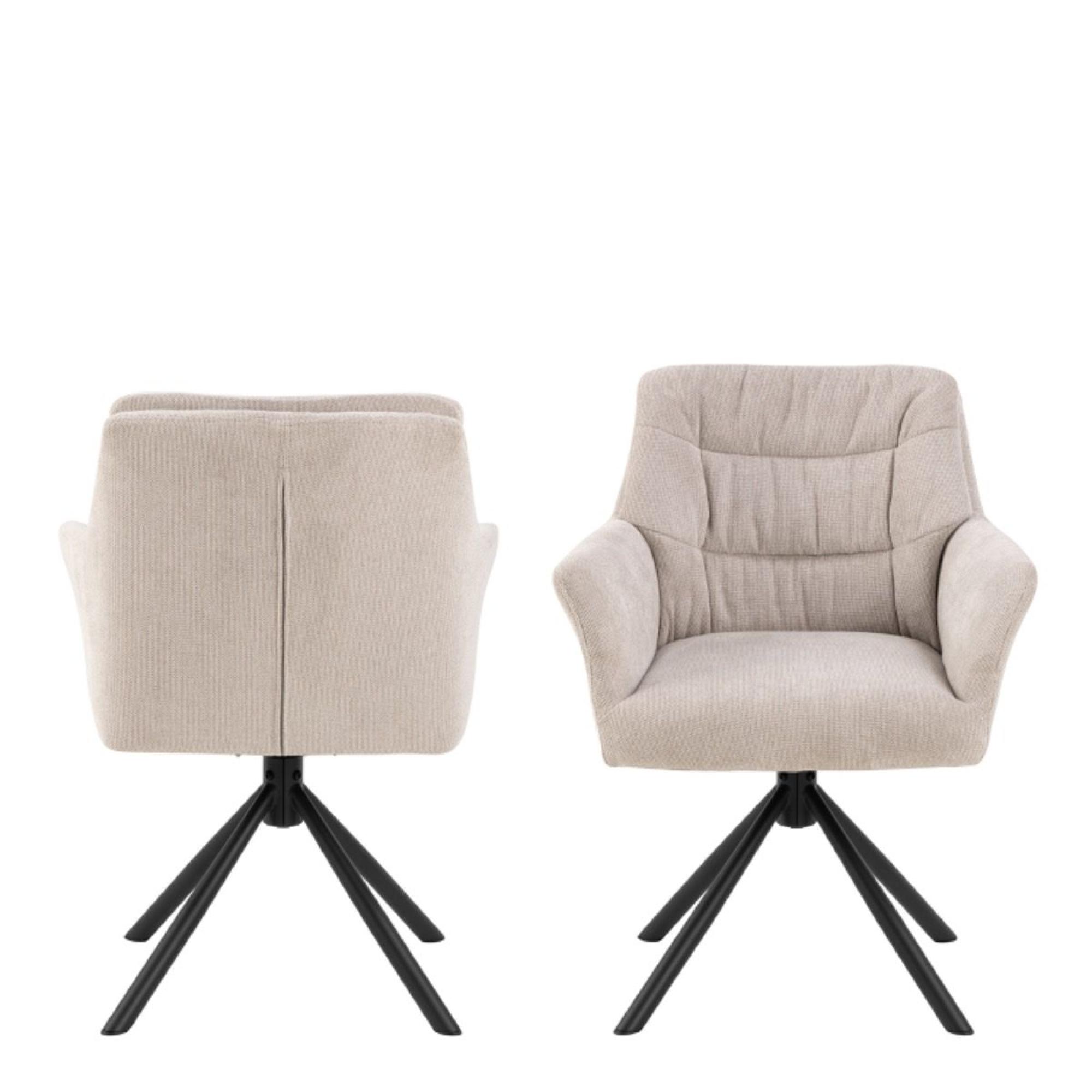 2 x Alonso Cream Fabric Swivel Dining Armchair