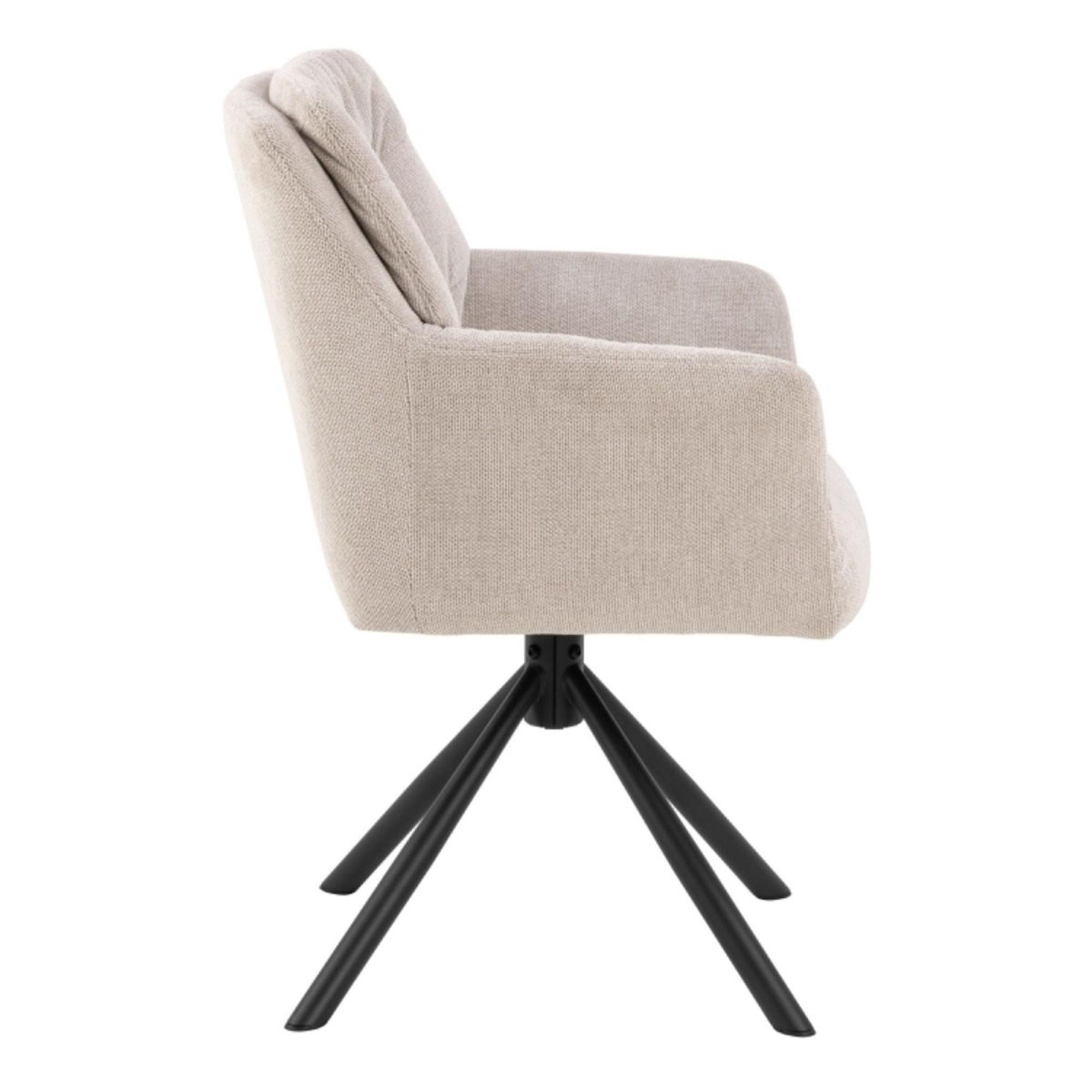 2 x Alonso Cream Fabric Swivel Dining Armchair