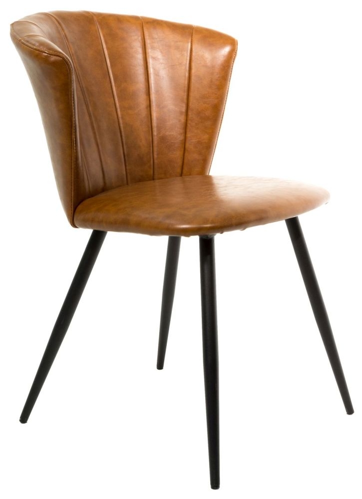 2 x Amalfi Tan Vintage Leather Dining Chair