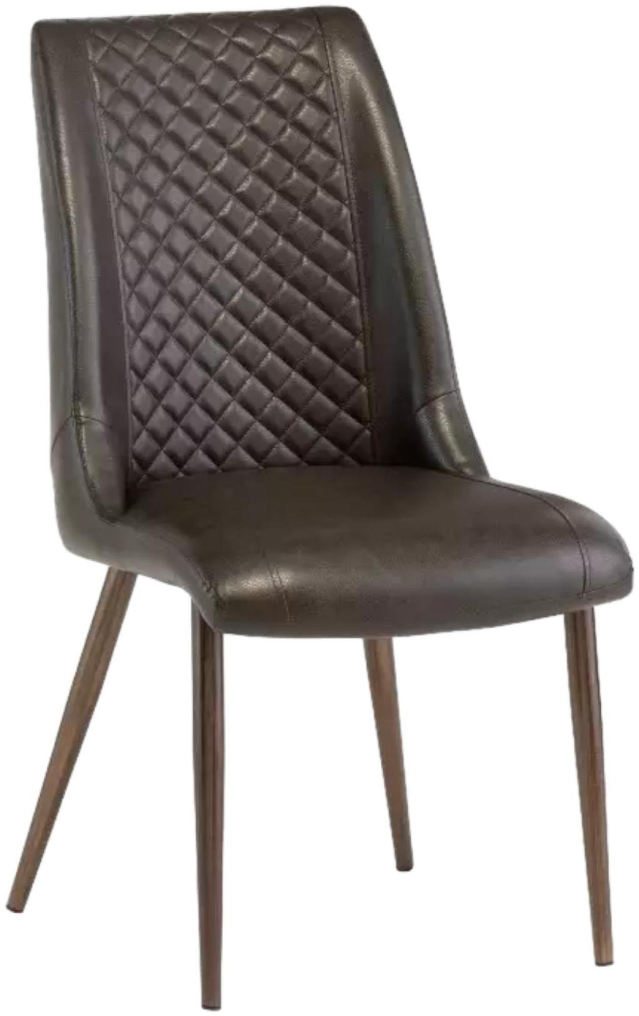 2 x Amber Dark Brown Faux Leather Dining Chair