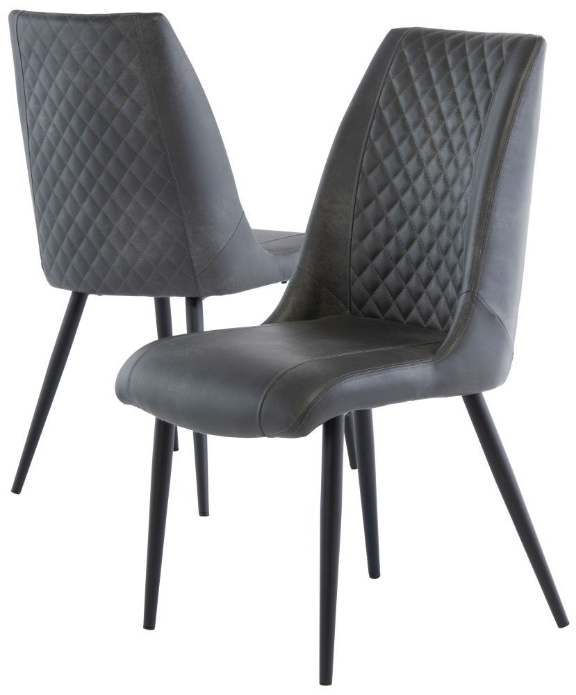 Amber Dining Chair - Set of 2 - Grey Faux Leather