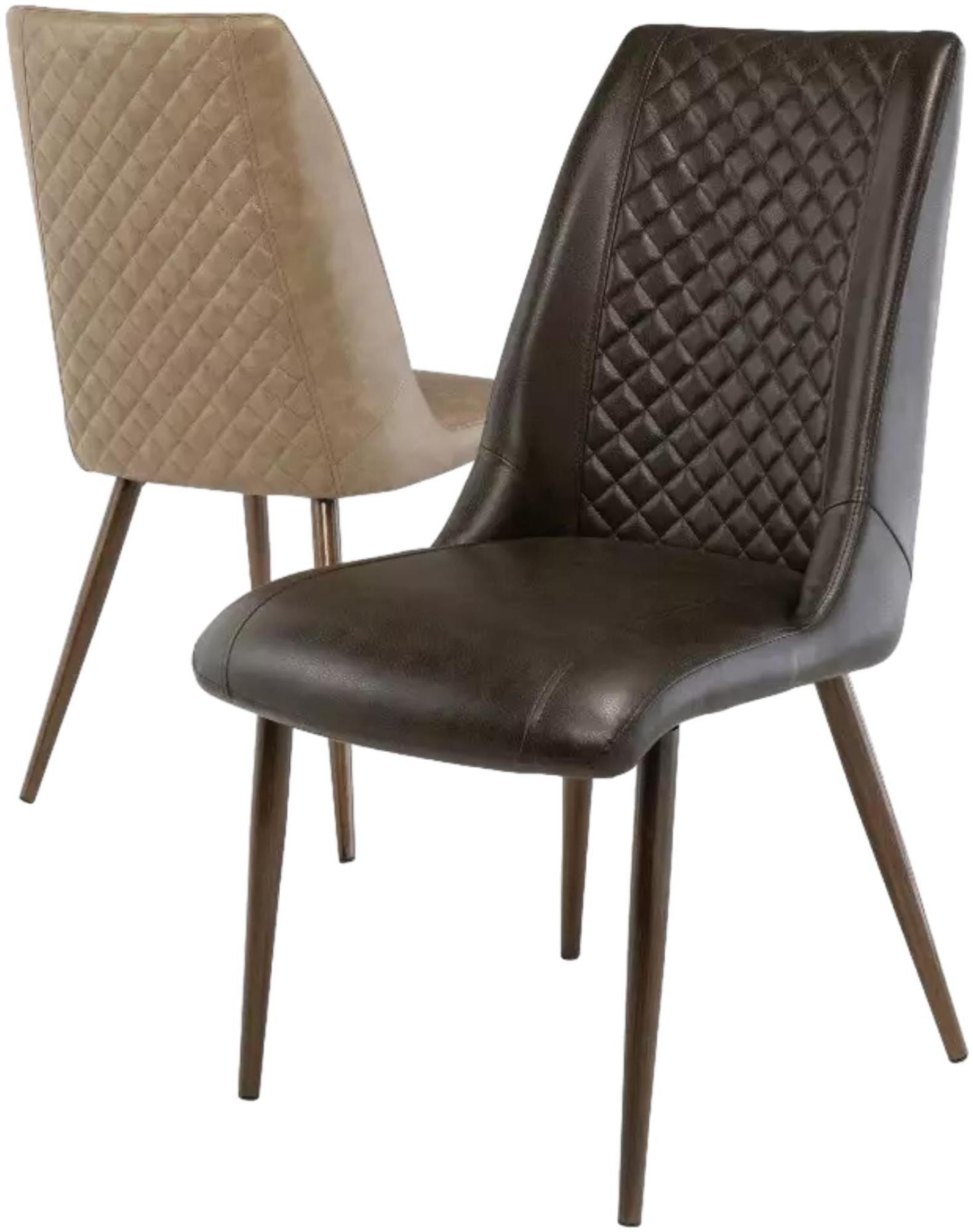 Amber Dining Chair - Set of 2 - Taupe Faux Leather