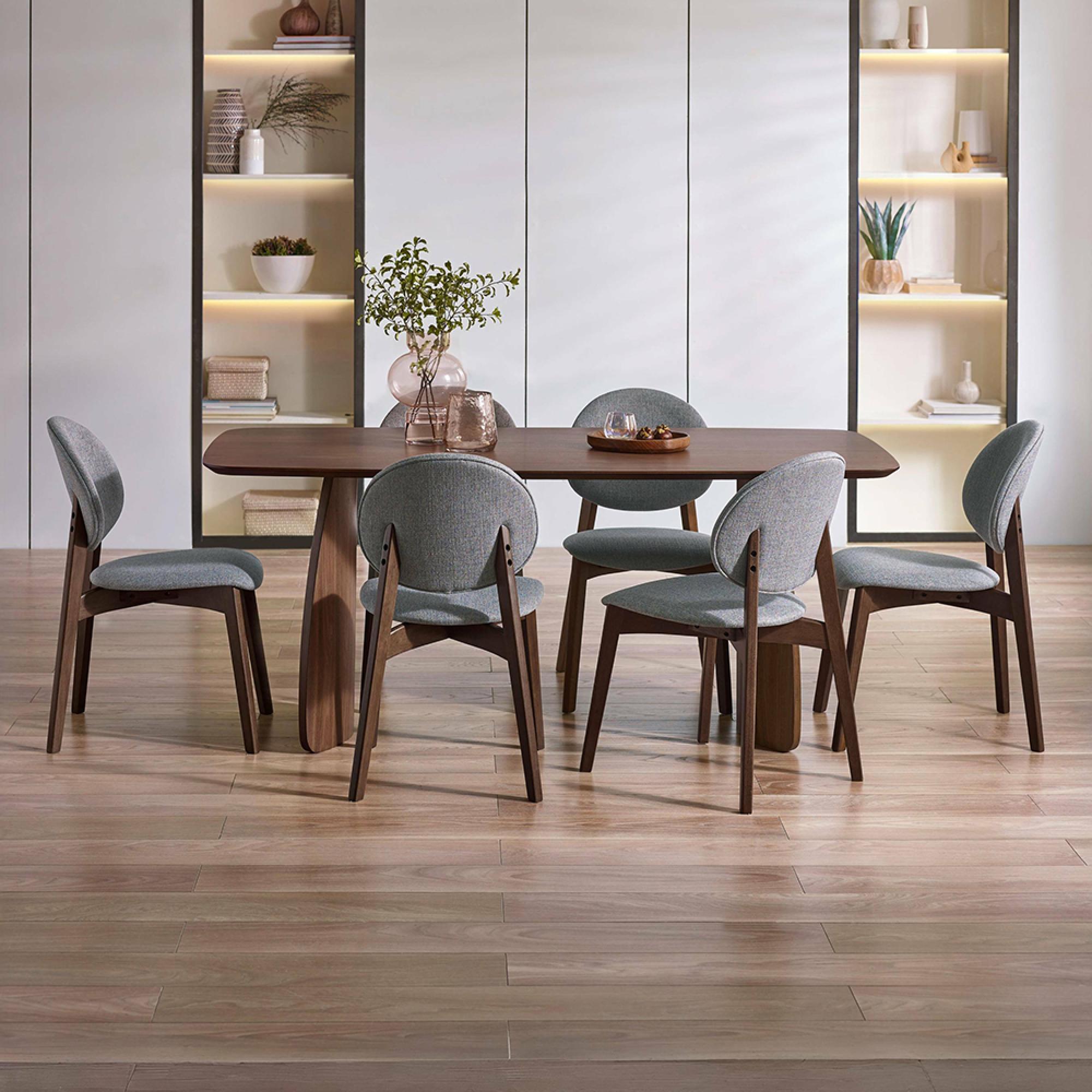 Artemis Dining Chair - Set of 2 - Grey and Walnut