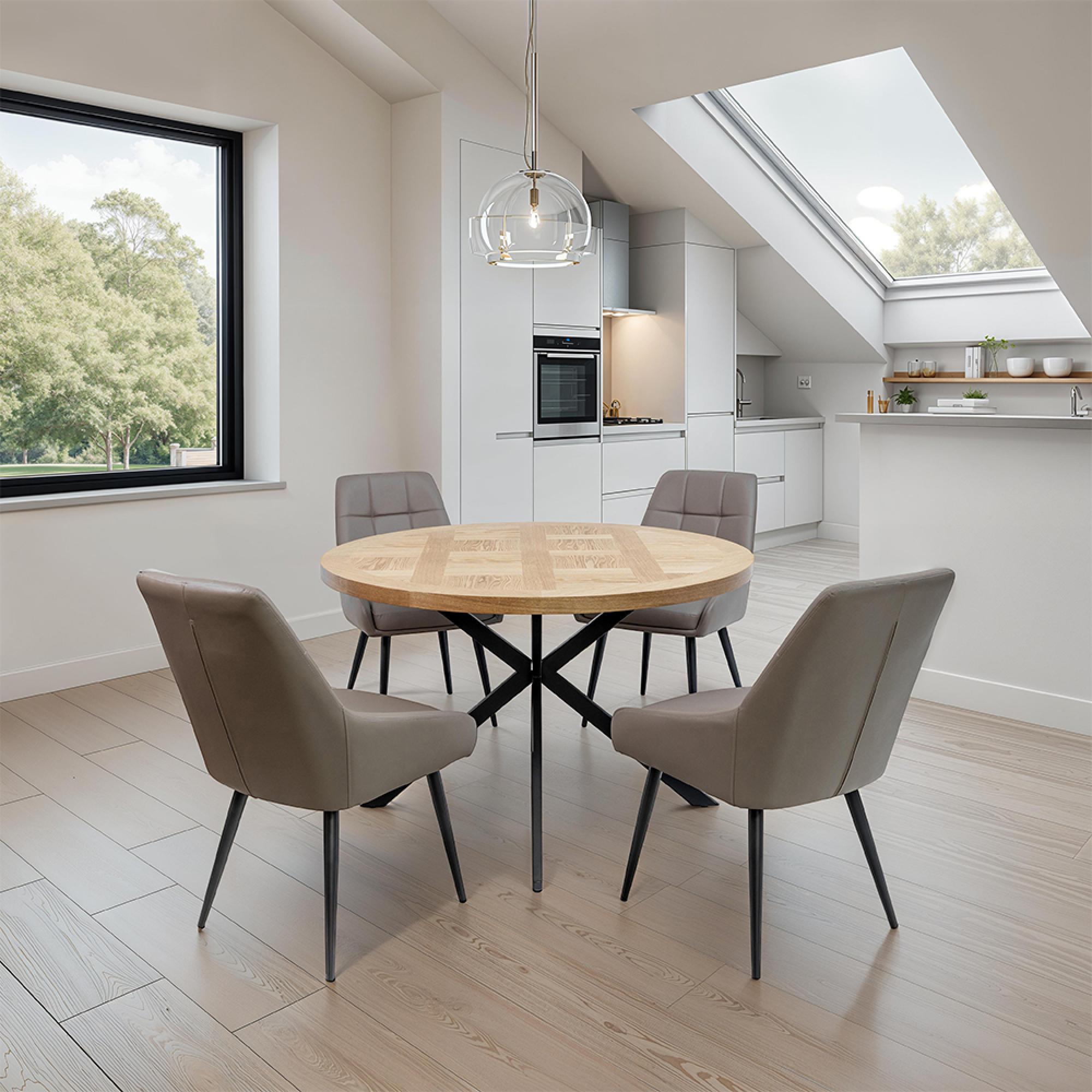 Ava Dining Chair - Set of 2 - Taupe Faux Leather