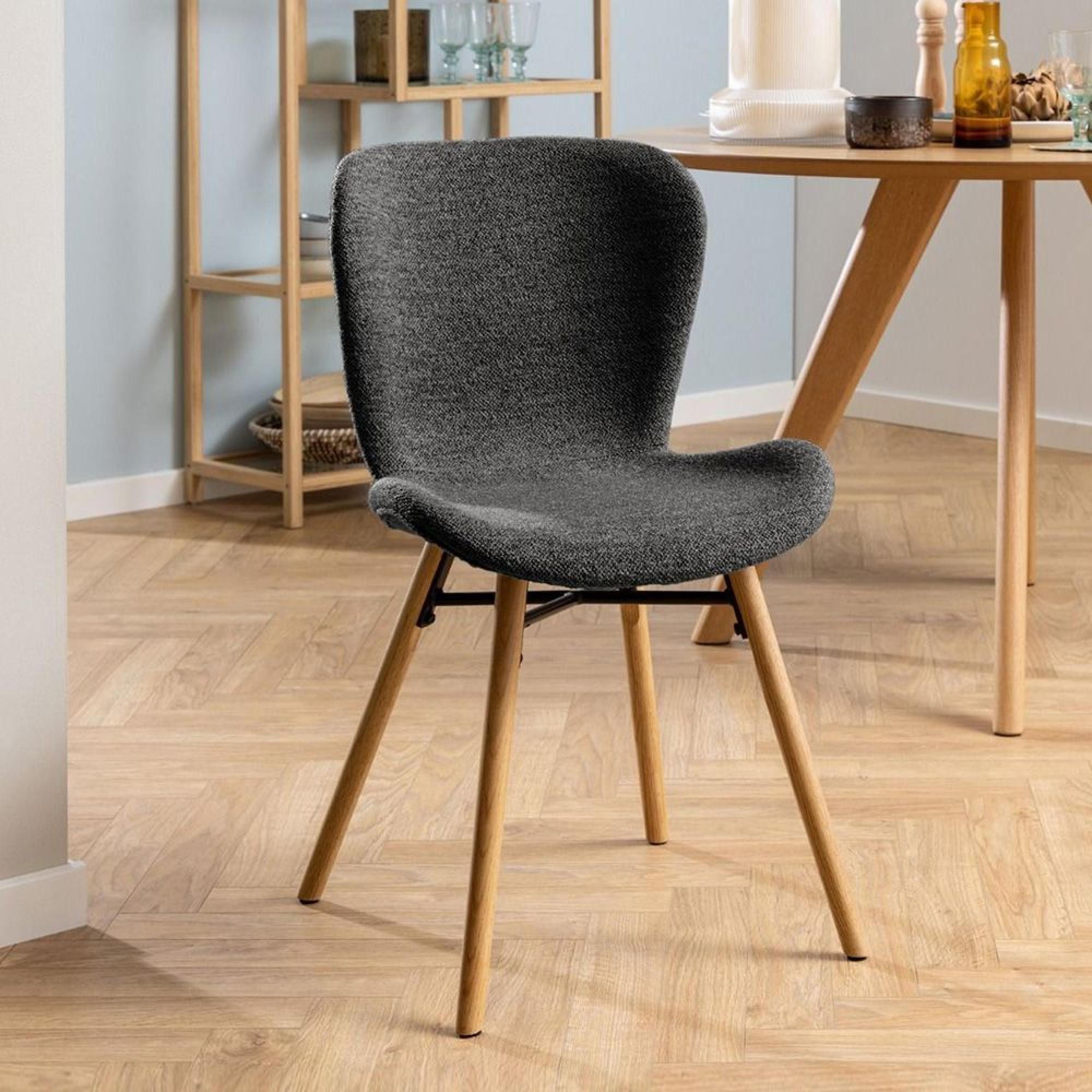 Batilda Dining Chair - Set of 2 - Anthracite Boucle Fabric