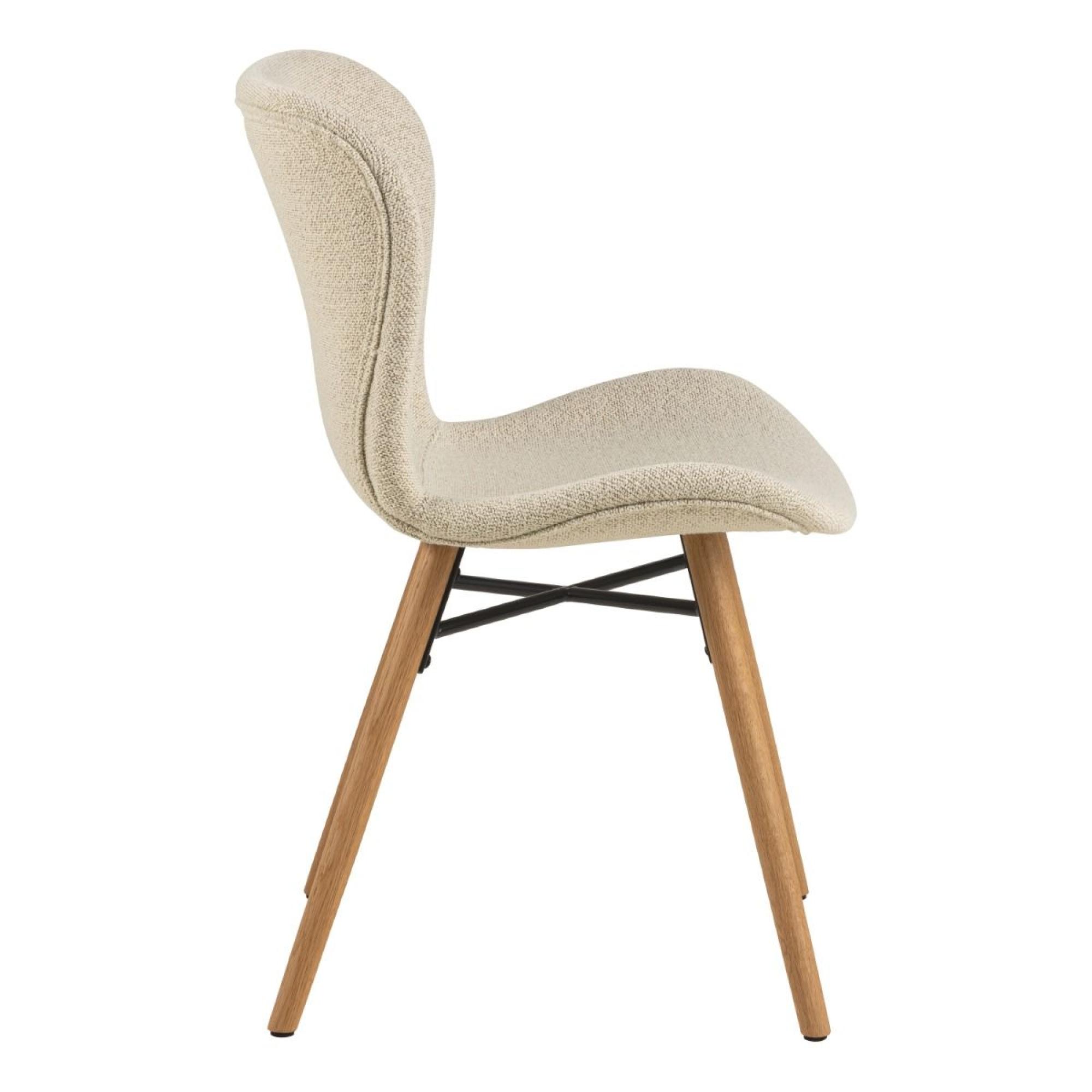 2 x Batilda Cream Fabric Dining Chair with Oak Legs