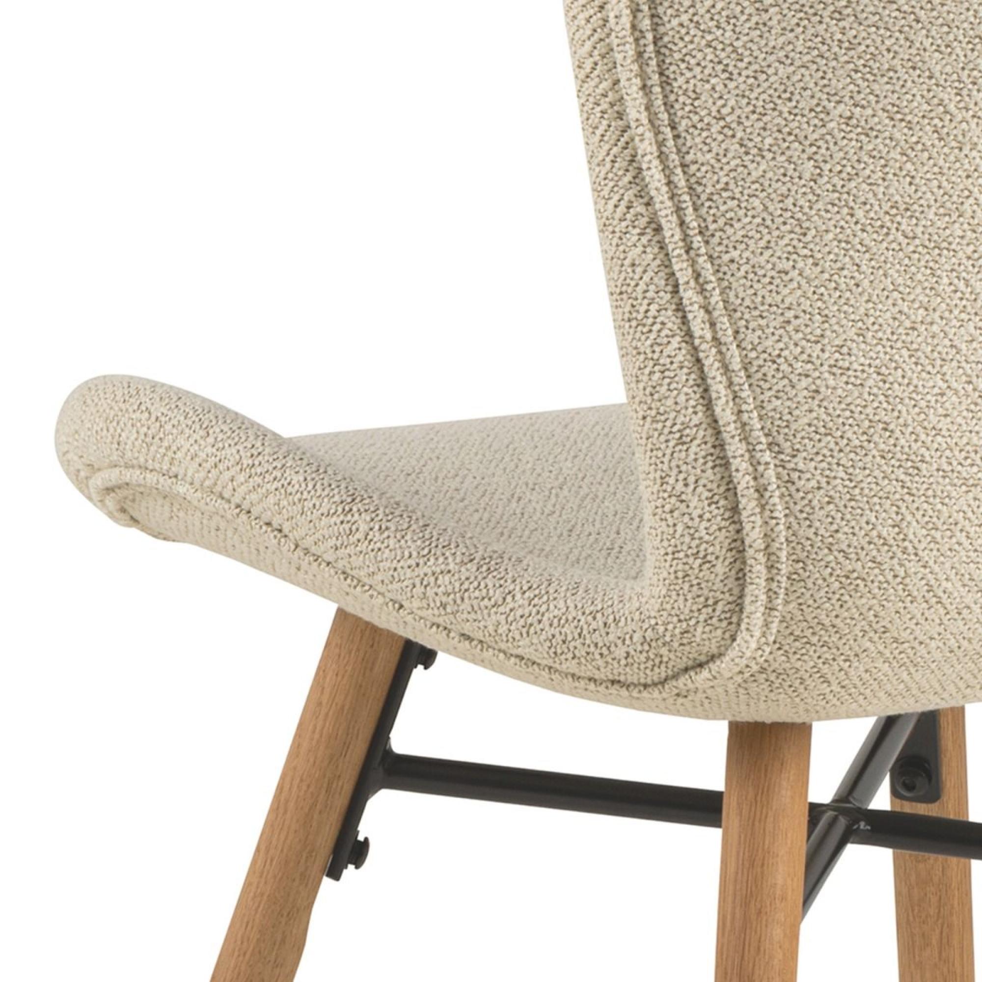 2 x Batilda Cream Fabric Dining Chair with Oak Legs