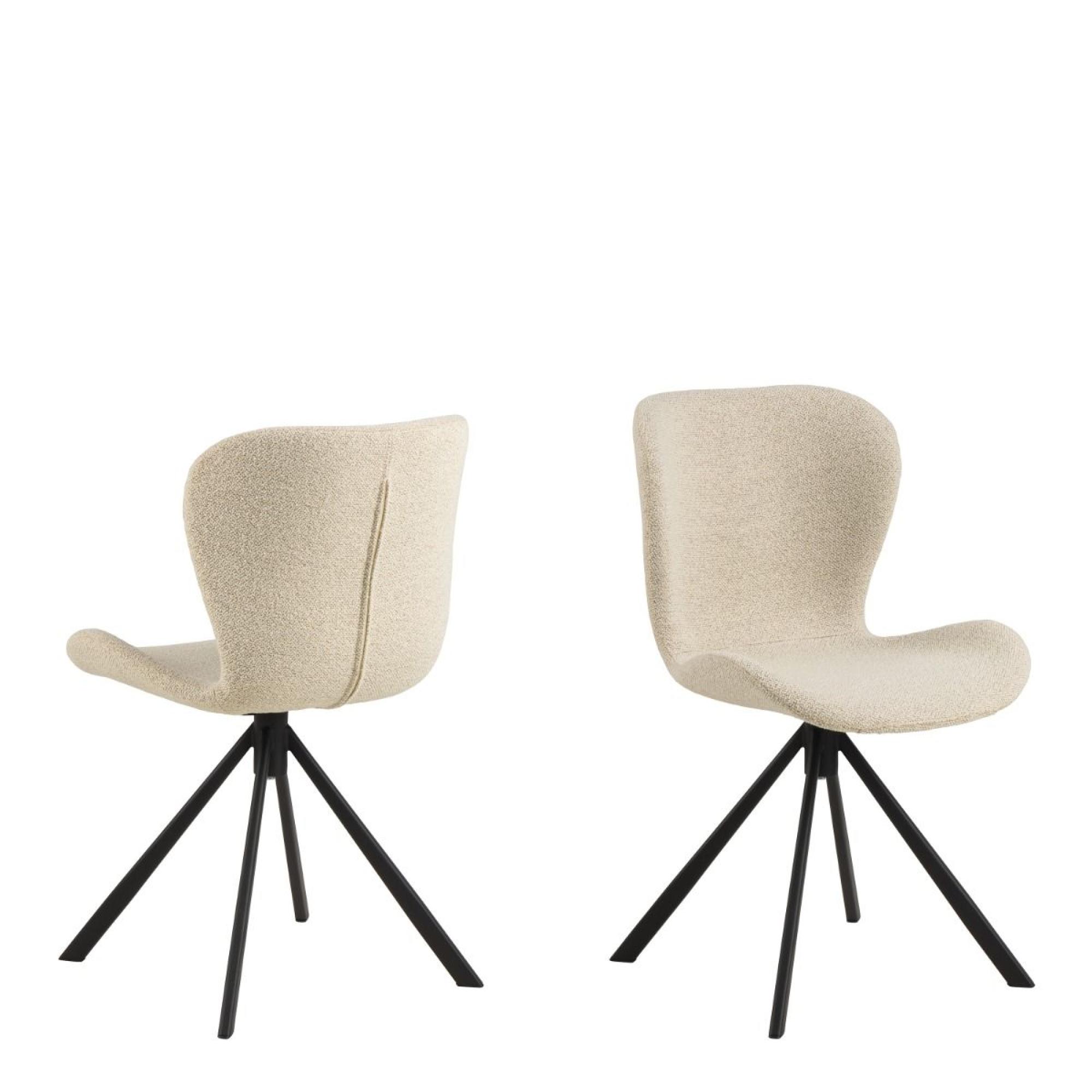 2 x Batilda Cream Fabric Swivel Dining Chair