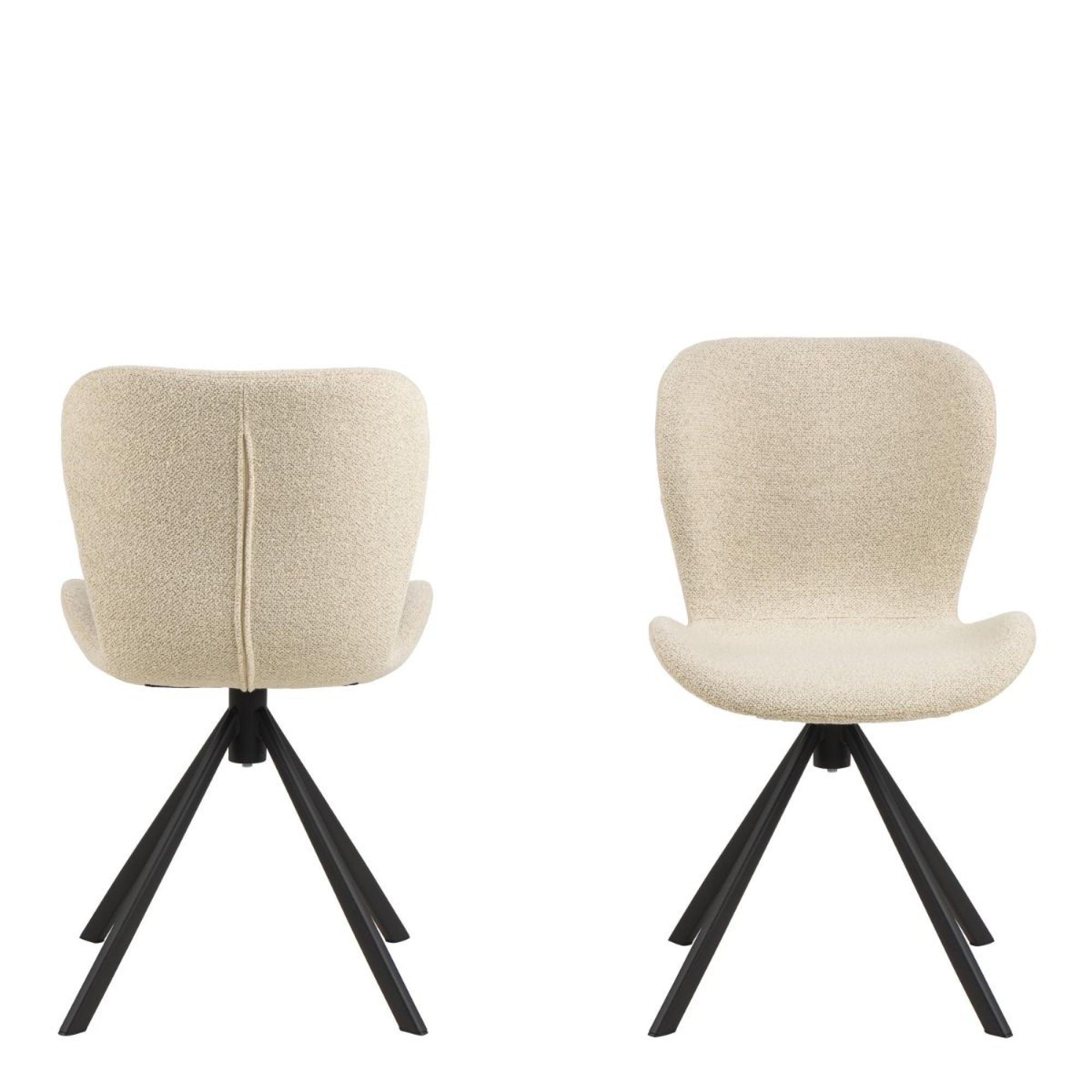 2 x Batilda Cream Fabric Swivel Dining Chair