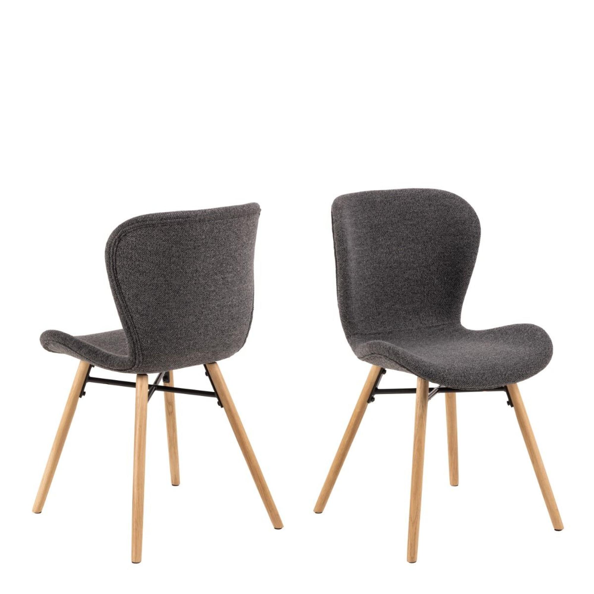 2 x Batilda Grey Fabric Dining Chair with Oak Legs