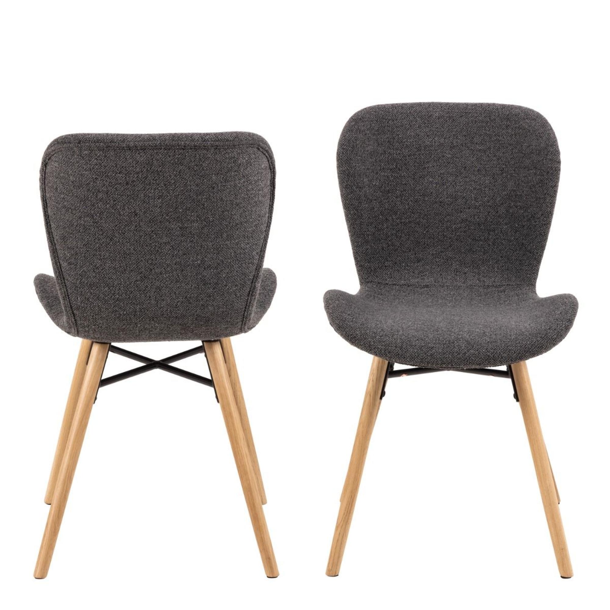 2 x Batilda Grey Fabric Dining Chair with Oak Legs