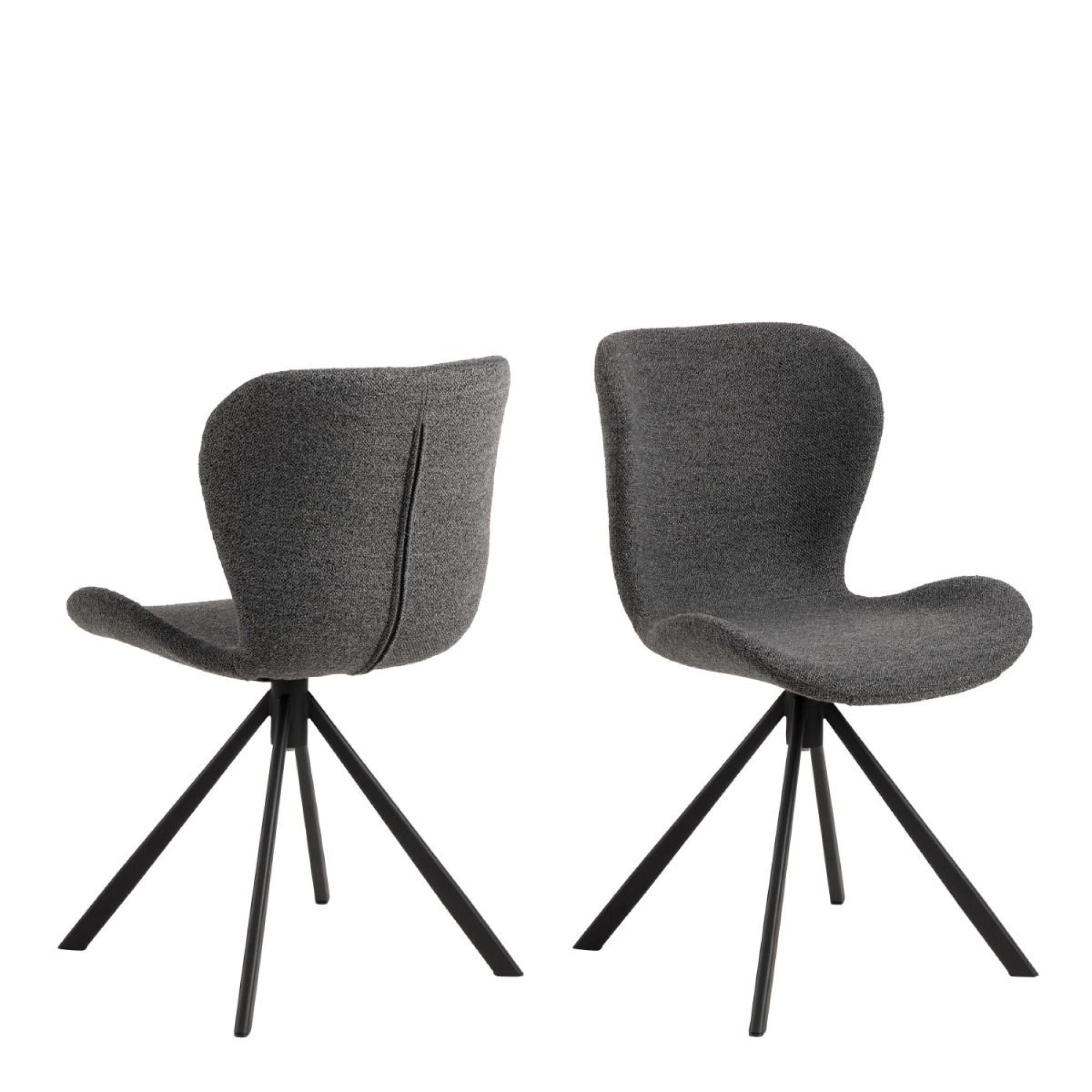 2 x Batilda Grey Fabric Swivel Dining Chair