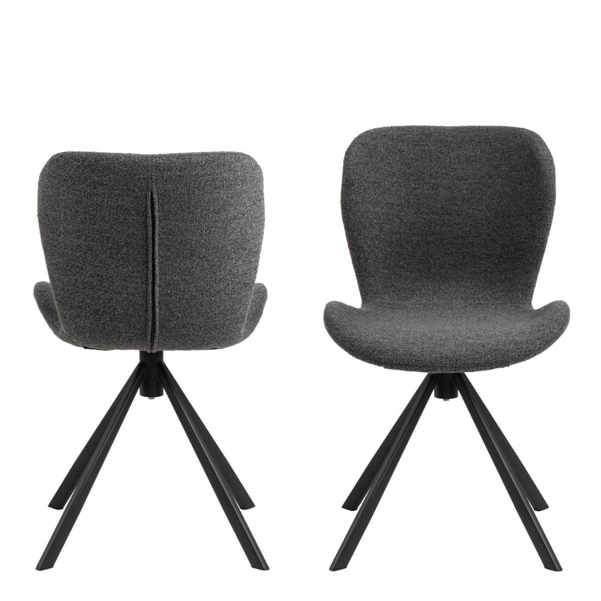 2 x Batilda Grey Fabric Swivel Dining Chair