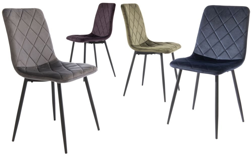 Bella Dining Chair - Set of 2 - Cross Stitched - Aubergine Velvet