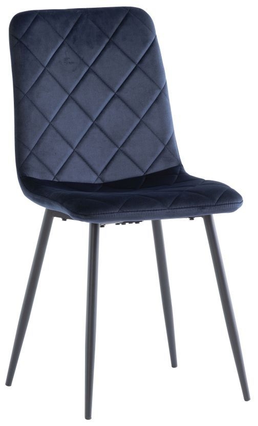 2 x Bella Deep Blue Velvet Cross Stitched Dining Chair