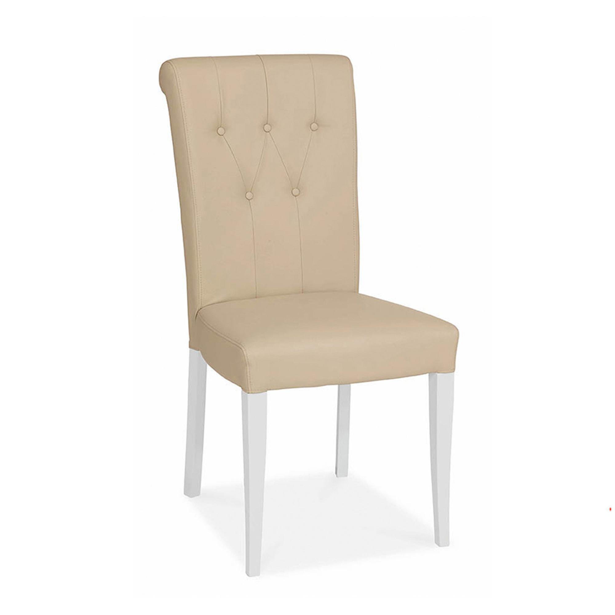 Hampstead Dining Chairs - Set of 2 - Ivory Bonded Leather - Upholstered
