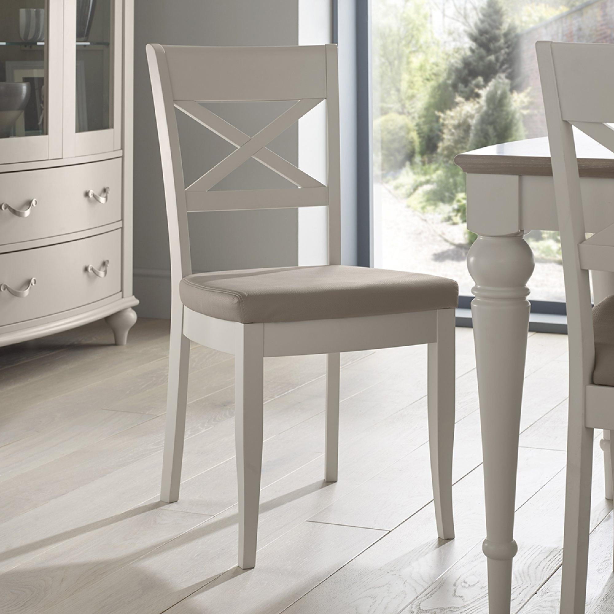 Montreux Dining Chairs - Set of 2 - X Back - Grey Bonded Leather - Soft Grey