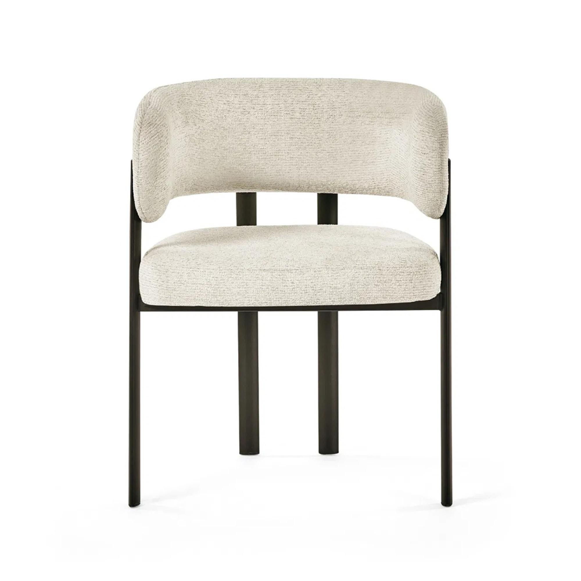 Bolivia Dining Chair - Set of 2 - Curved - Cream Fabric