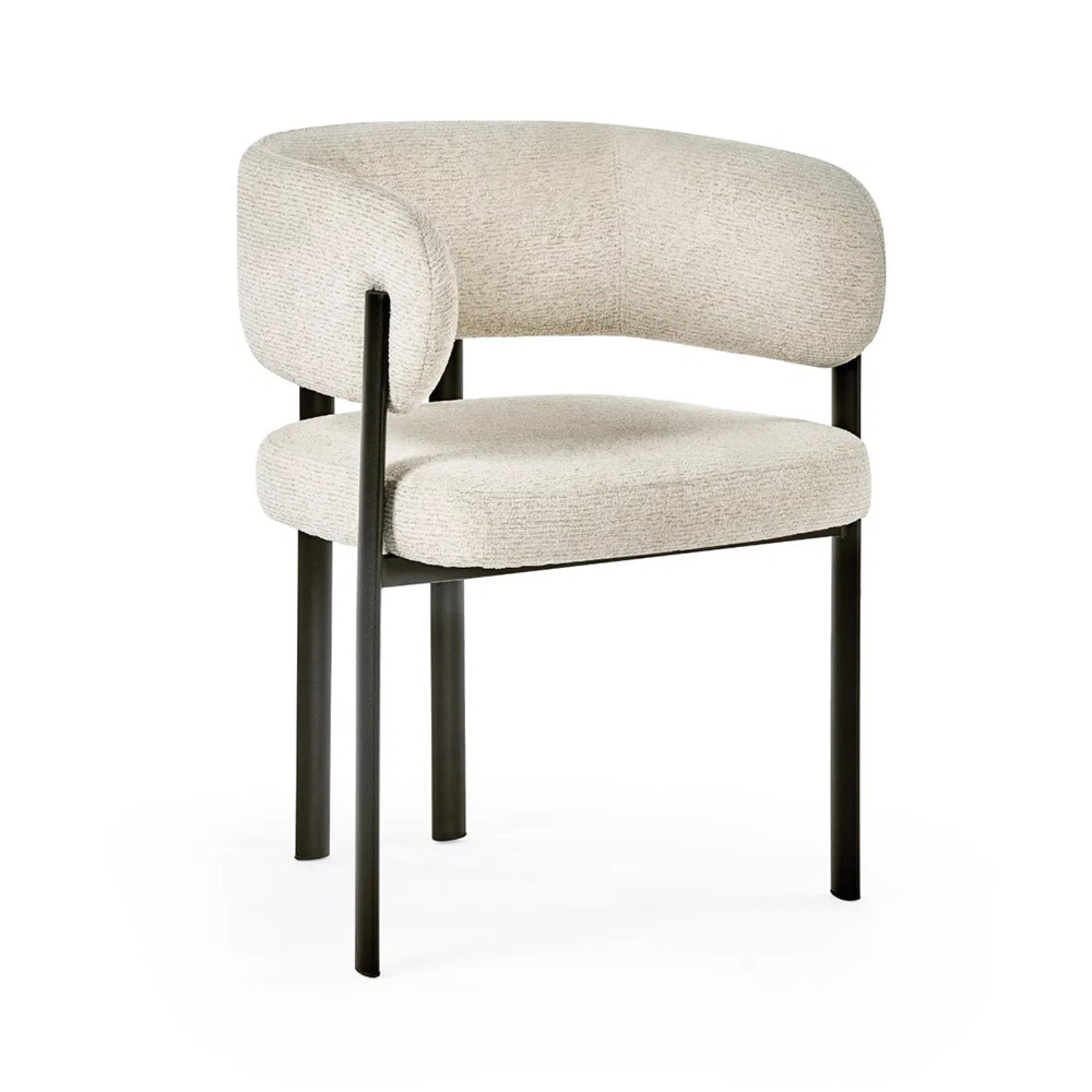 Bolivia Dining Chair - Set of 2 - Curved - Cream Fabric