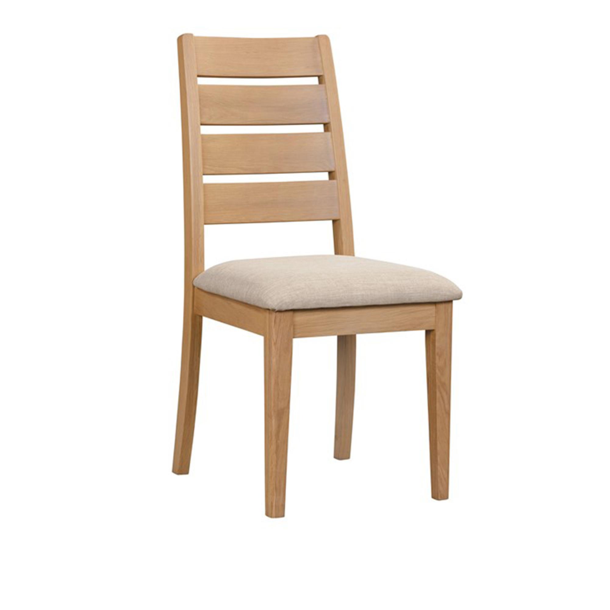 Carly Dining Chair - Fabric Padded - Set of 2 - Oak