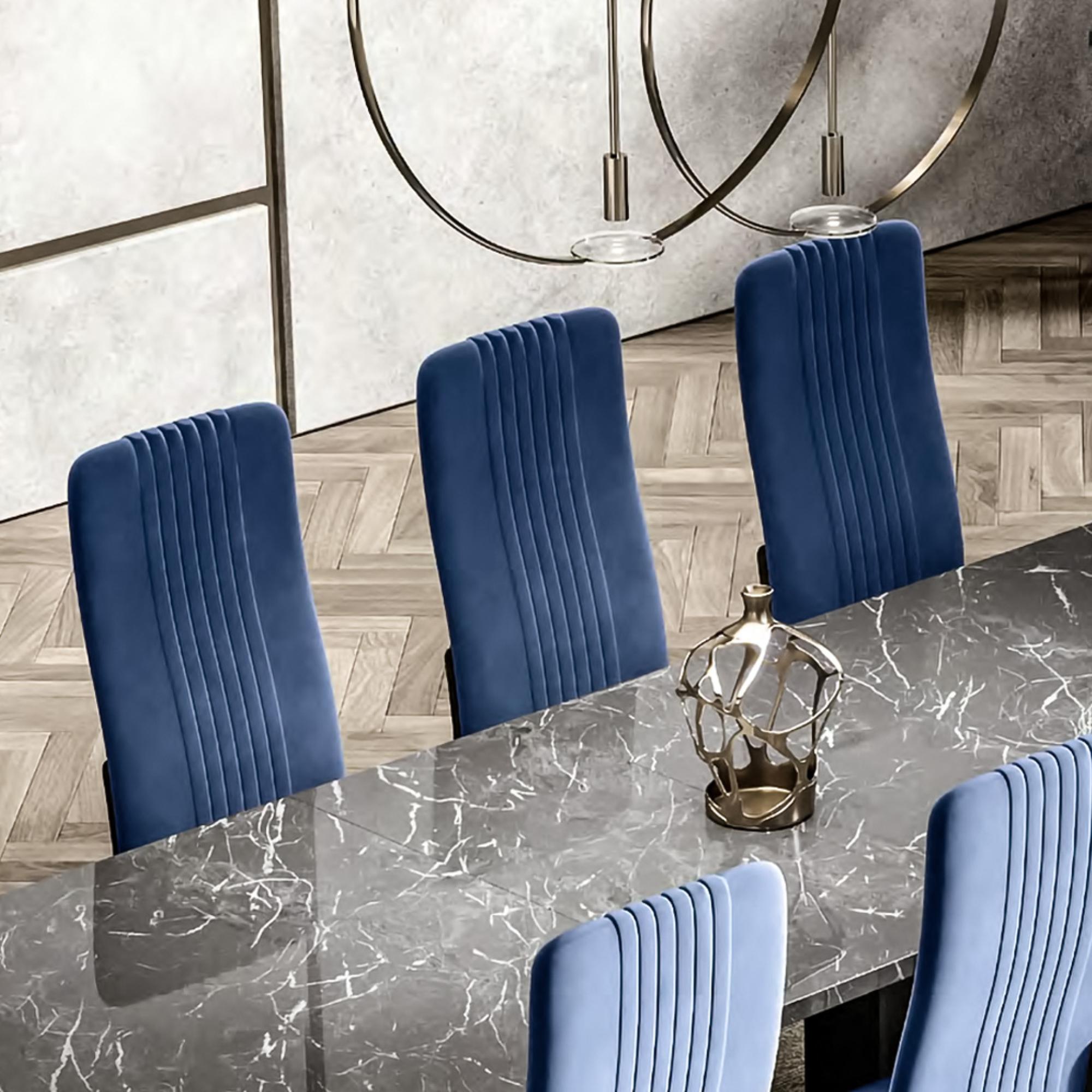 2 x Carvelle Blue Fabric Dining Chair