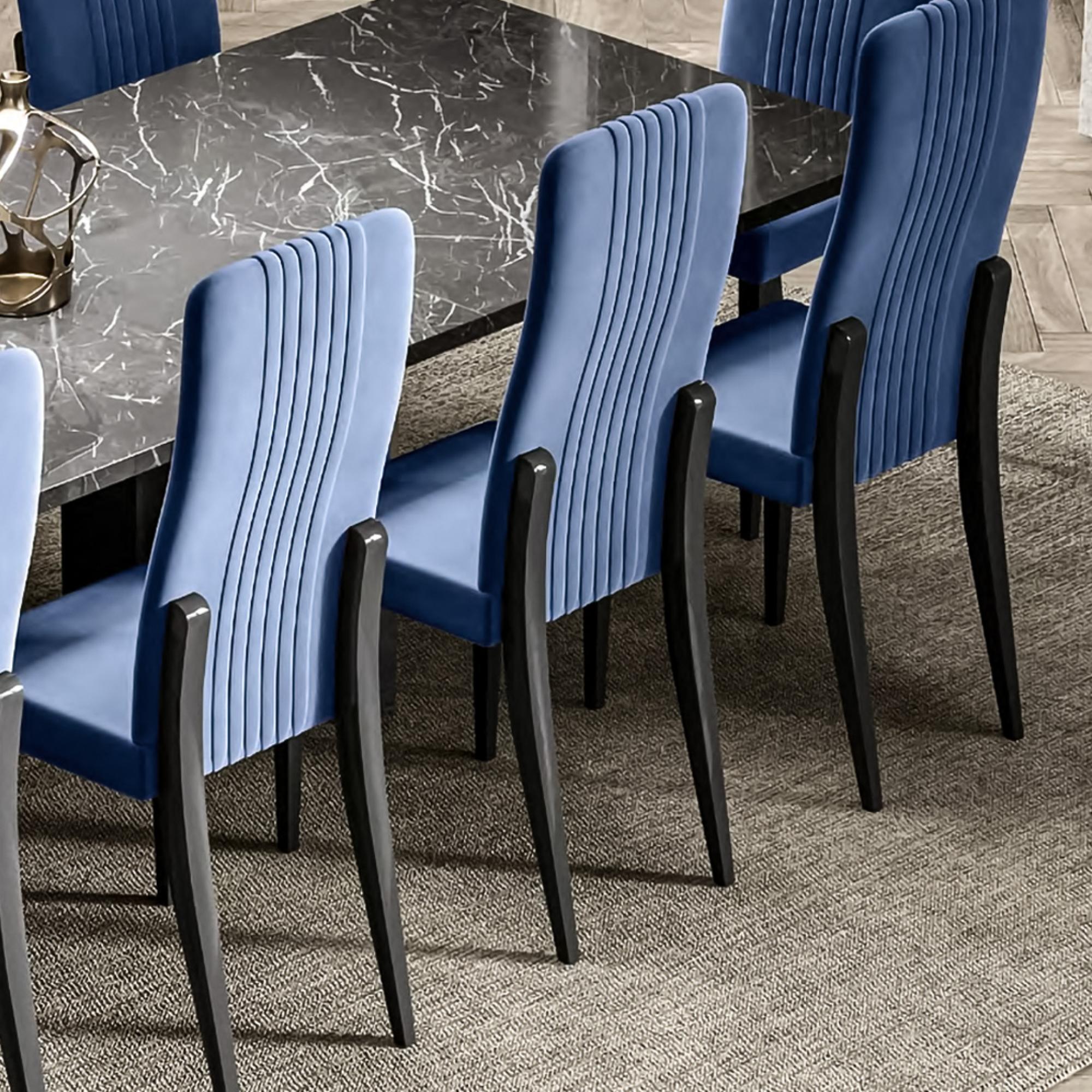 2 x Carvelle Blue Fabric Dining Chair