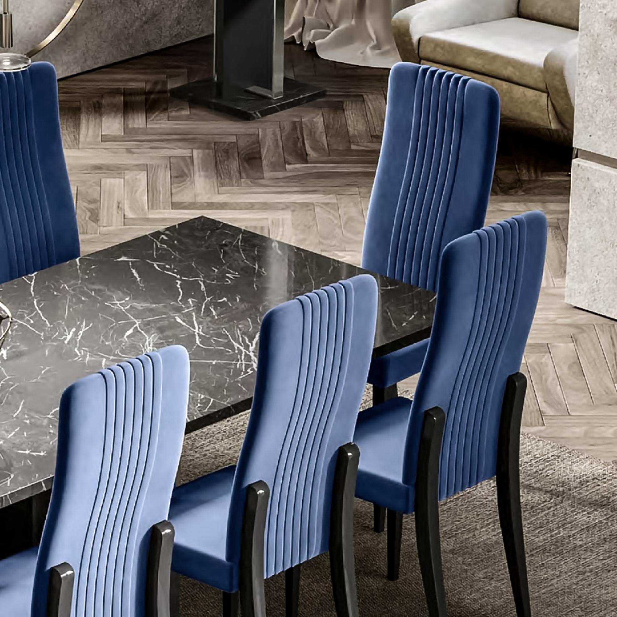 2 x Carvelle Blue Fabric Dining Chair
