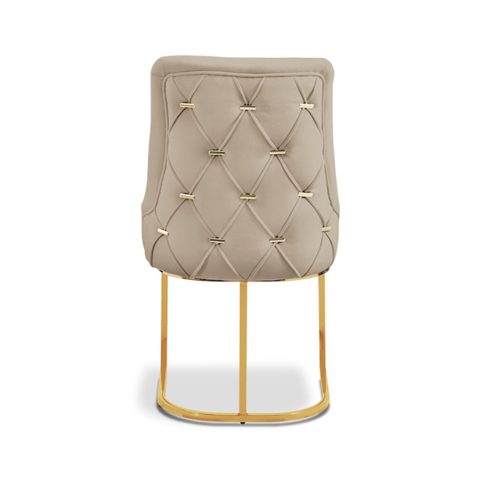 Casas Dining Chair - Set of 2 - Taupe Velvet Fabric - Gold Legs