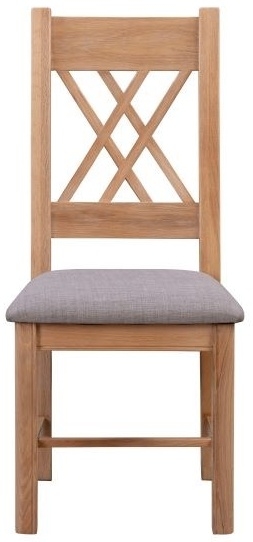 Clarion Dining Chair - Set of 2 - Cross Back - Grey Padded - Oak