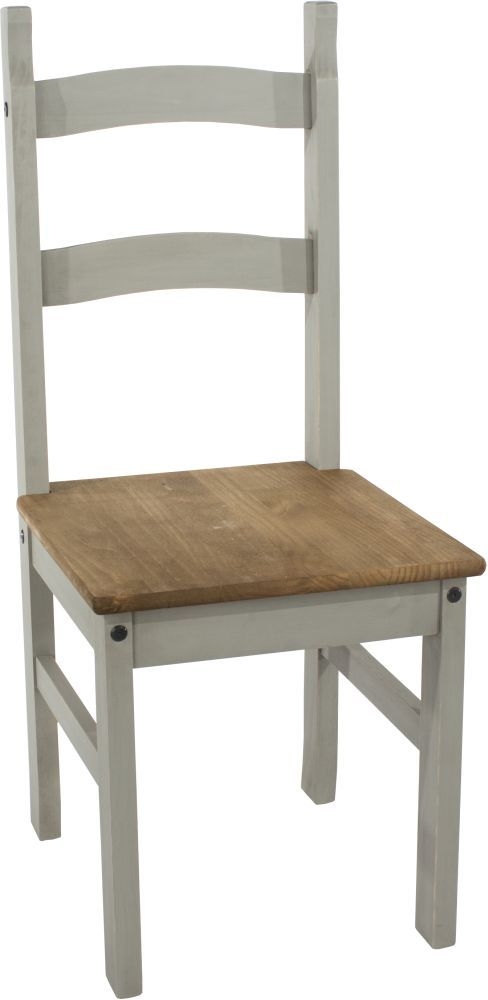 Corona Dining Chair - Set of 2 - Ladder Back - Grey Mexican Pine