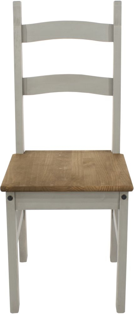 2 x Corona Grey Mexican Pine Ladder Back Dining Chair