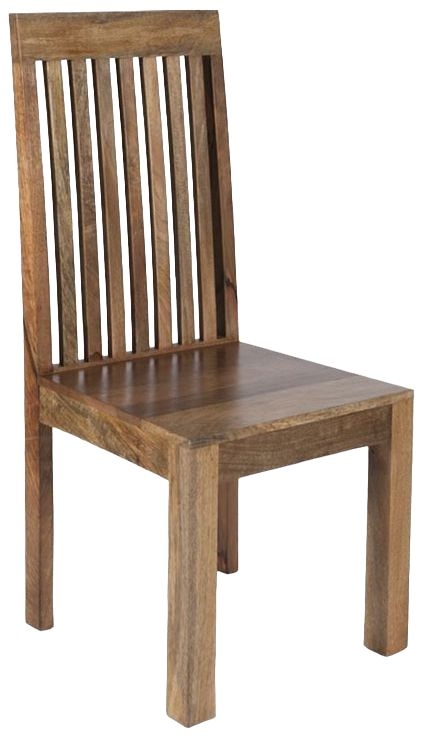 2 x Cuban Natural Mango Wood Slatted Back Dining Chair