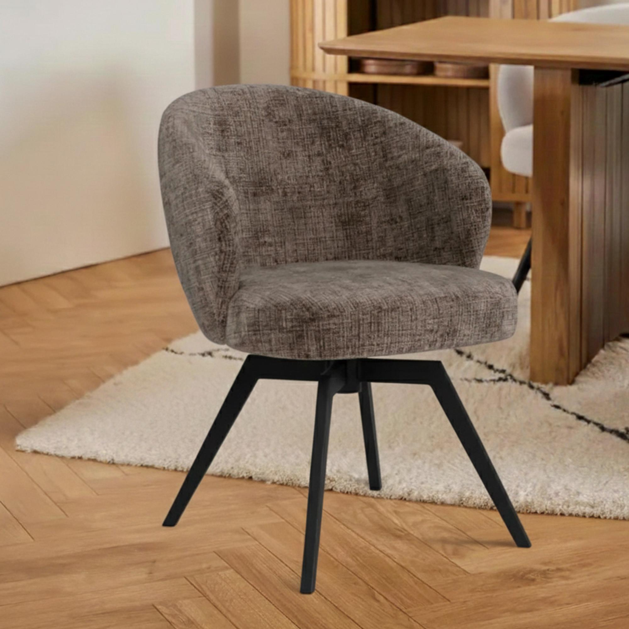 Darlene Swivel Dining Chair - Set of 2 - Dusty Brown Boucle Fabric