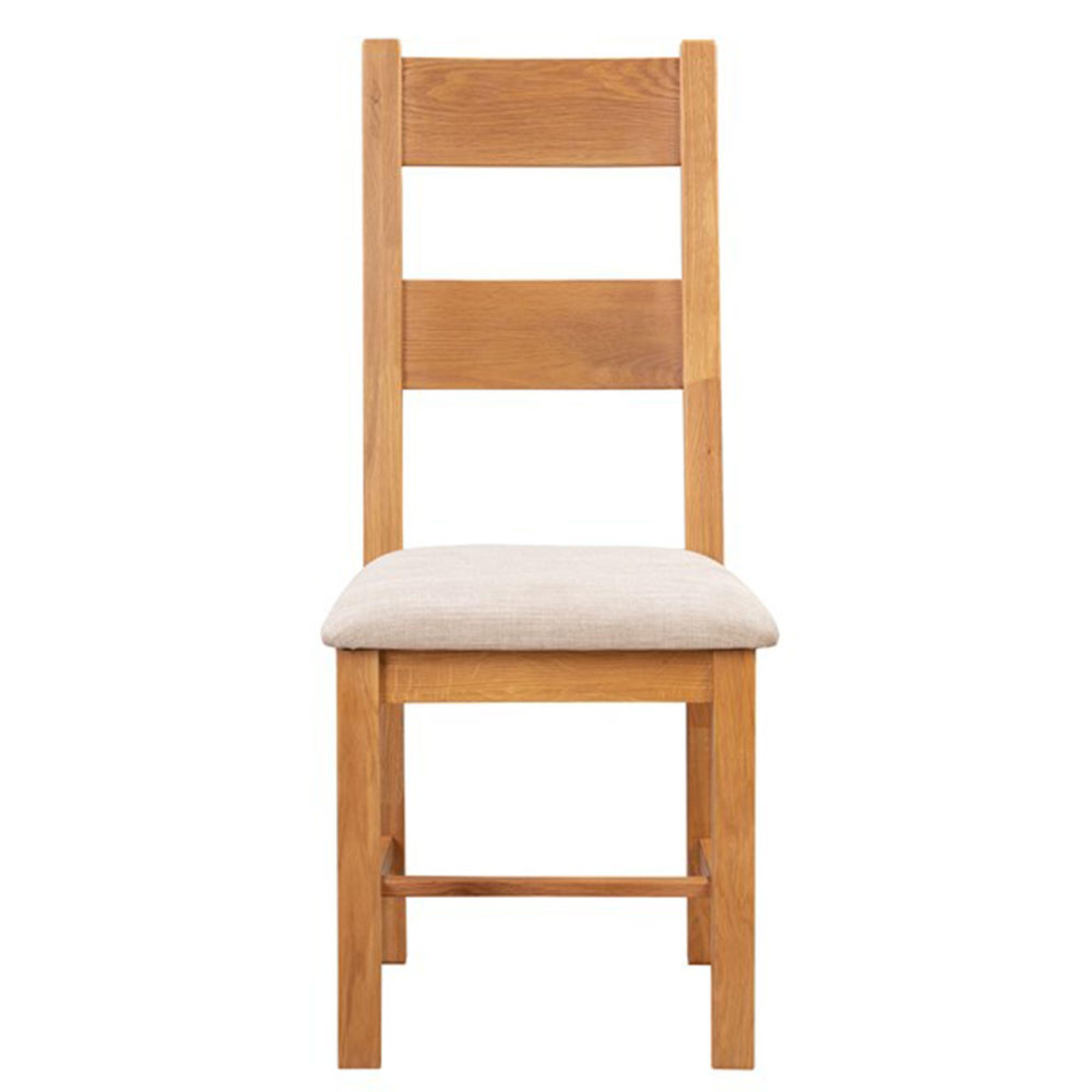 Dorset Dining Chair - Ladder Back - Fabric Padded - Set of 2 - Oak