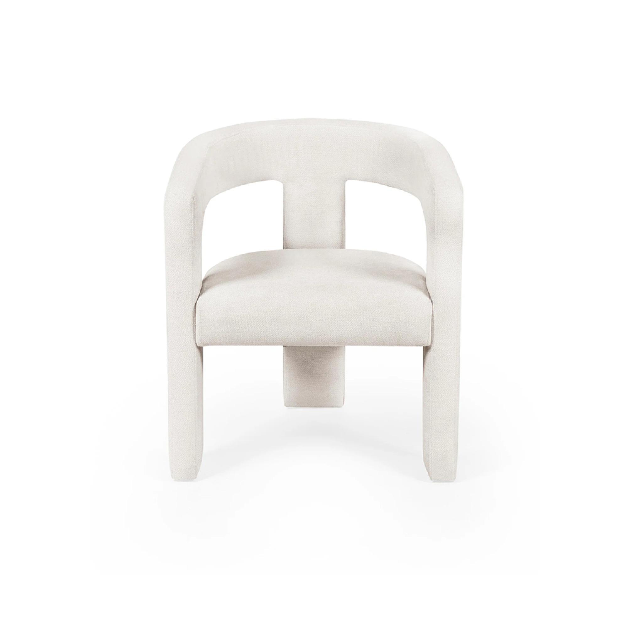 Elara Dining Armchair - Set of 2 - White Fabric