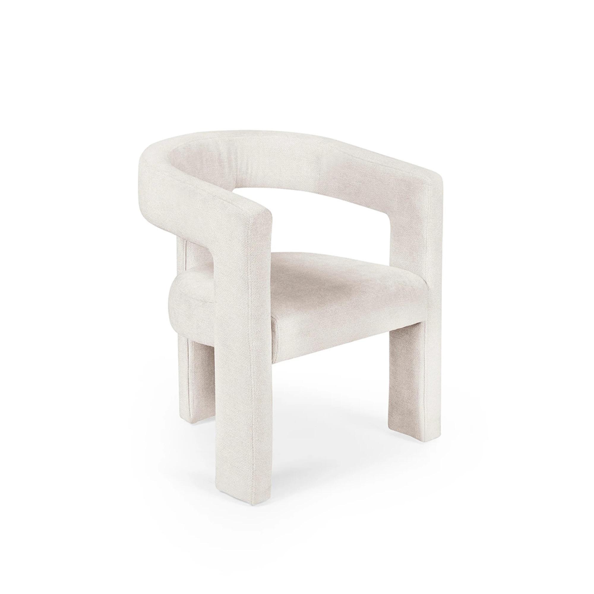 Elara Dining Armchair - Set of 2 - White Fabric