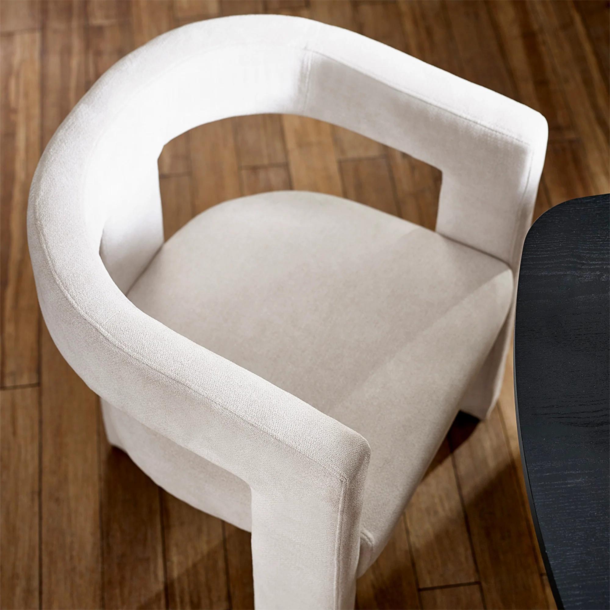 Elara Dining Armchair - Set of 2 - White Fabric