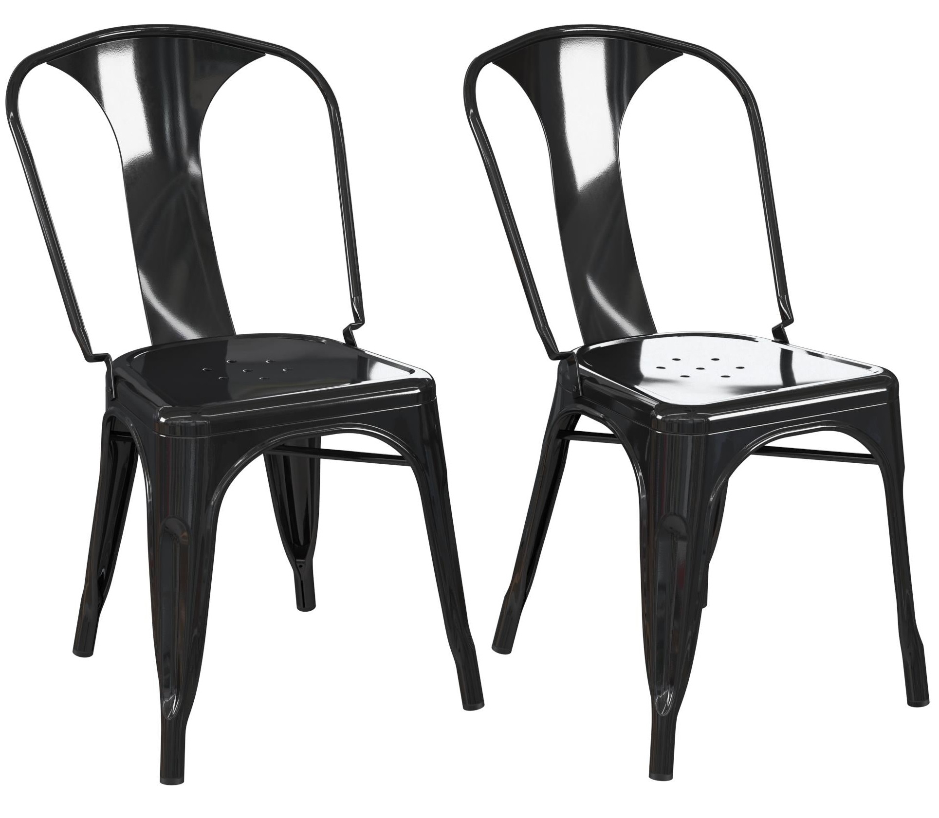 Finn Dining Chair - Set of 2 - Black Metal Industrial - C009001UK