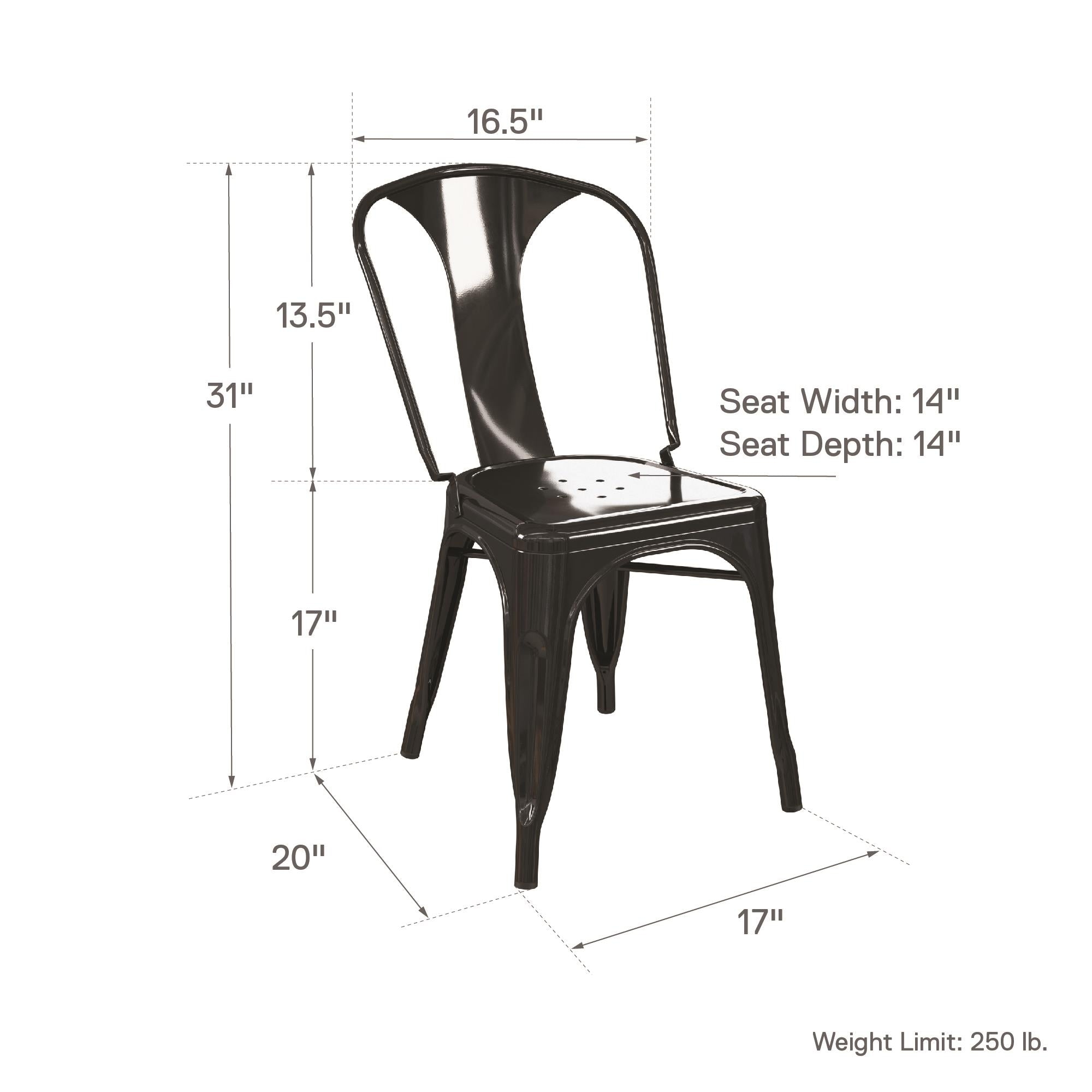 Finn Dining Chair - Set of 2 - Black Metal Industrial - C009001UK