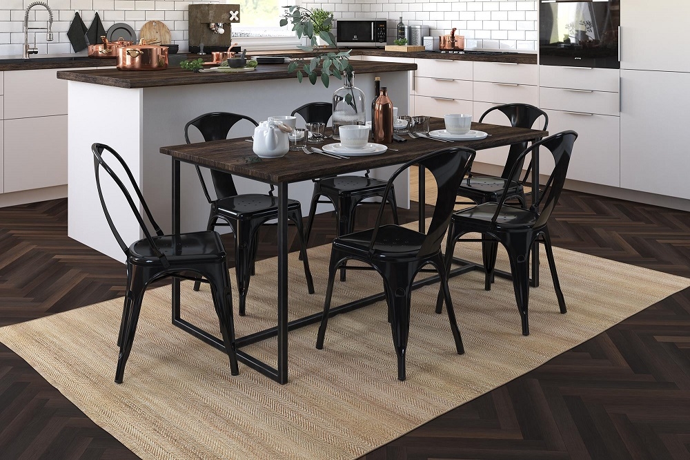 Finn Dining Chair - Set of 2 - Black Metal Industrial - C009001UK