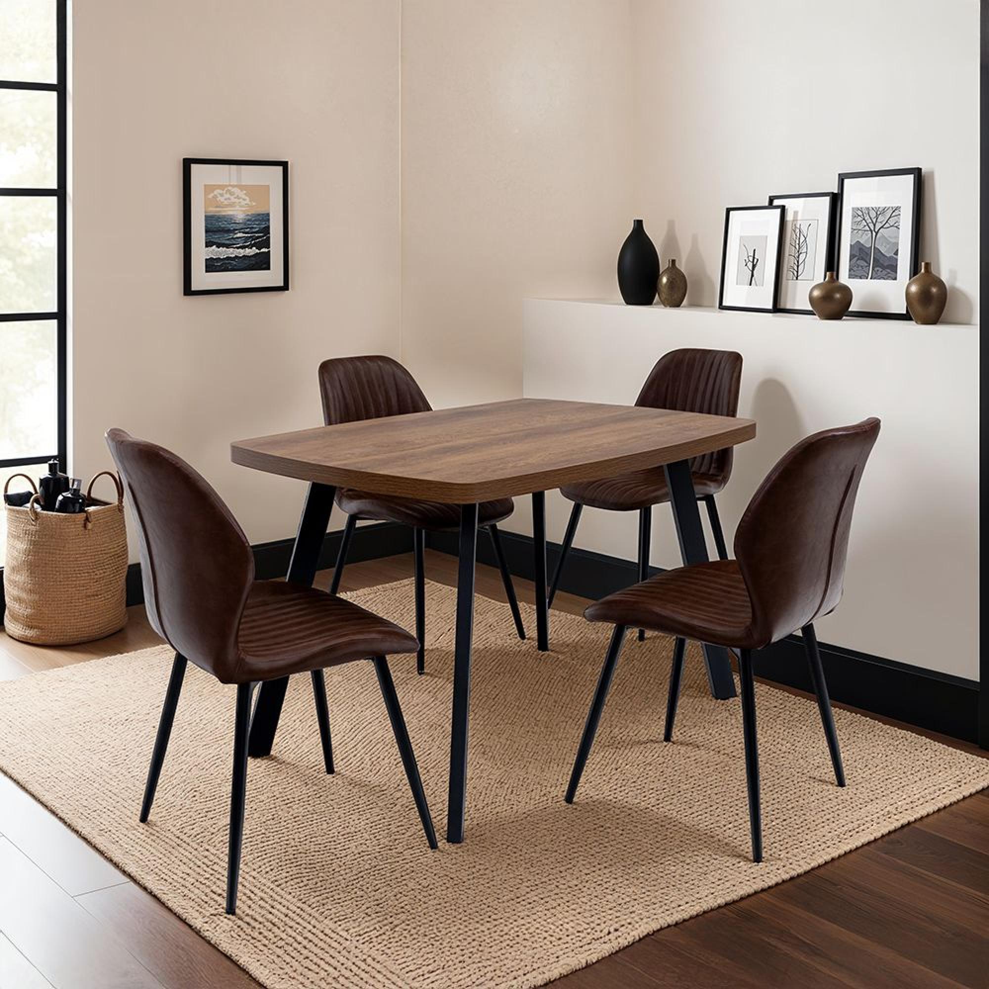 Fontana Dining Chair - Set of 2 - Antique Tan Faux Leather