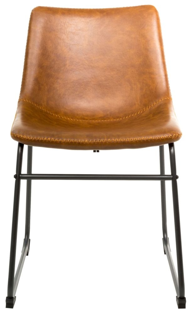 2 x Fremont Tan Vintage Leather Dining Chair