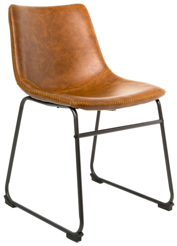 2 x Fremont Tan Vintage Leather Dining Chair