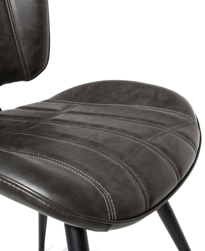 2 x Gustavia Grey Vintage Leather Dining Chair