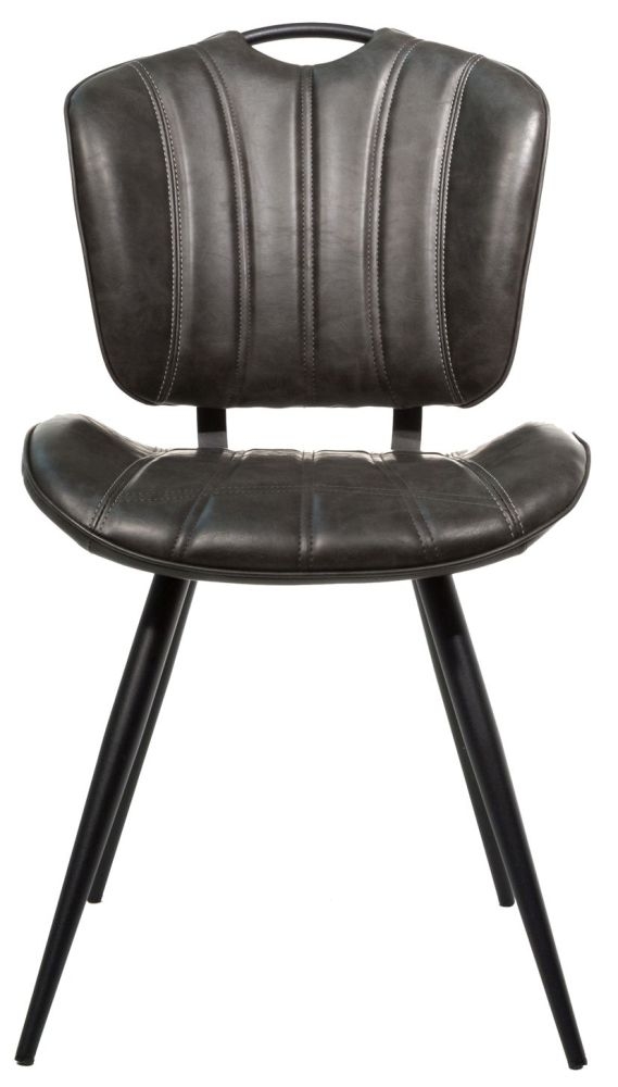 2 x Gustavia Grey Vintage Leather Dining Chair