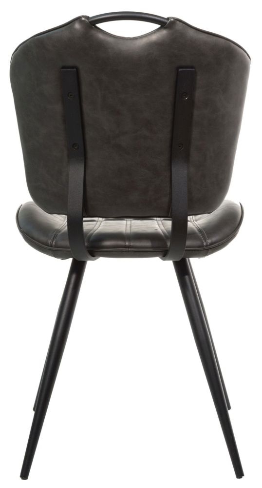 2 x Gustavia Grey Vintage Leather Dining Chair