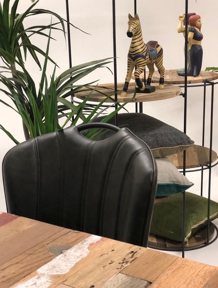 2 x Gustavia Grey Vintage Leather Dining Chair